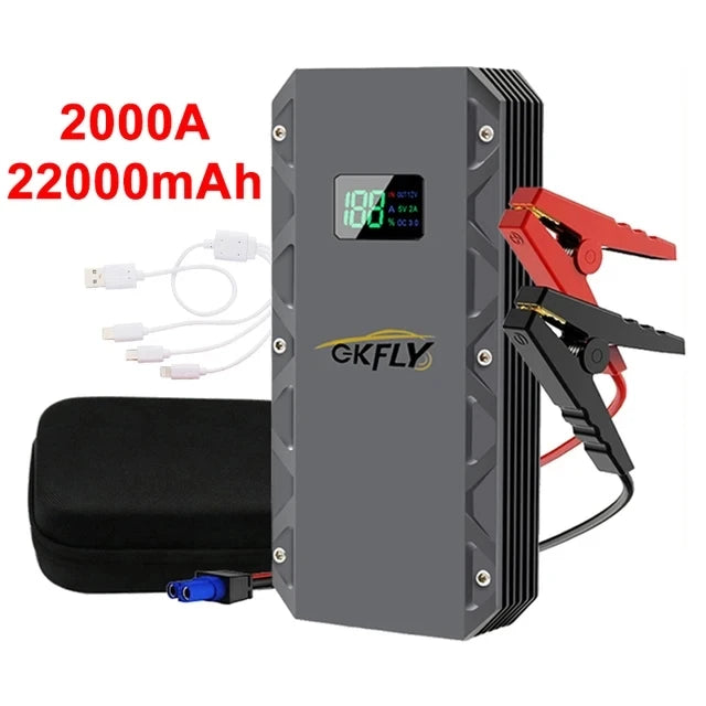 GKFLY 1500A 2000A Car Jump Starter Power Bank Portable 12V Starting Device Power Car Battery Booster Buster for 6.0L 5.0L