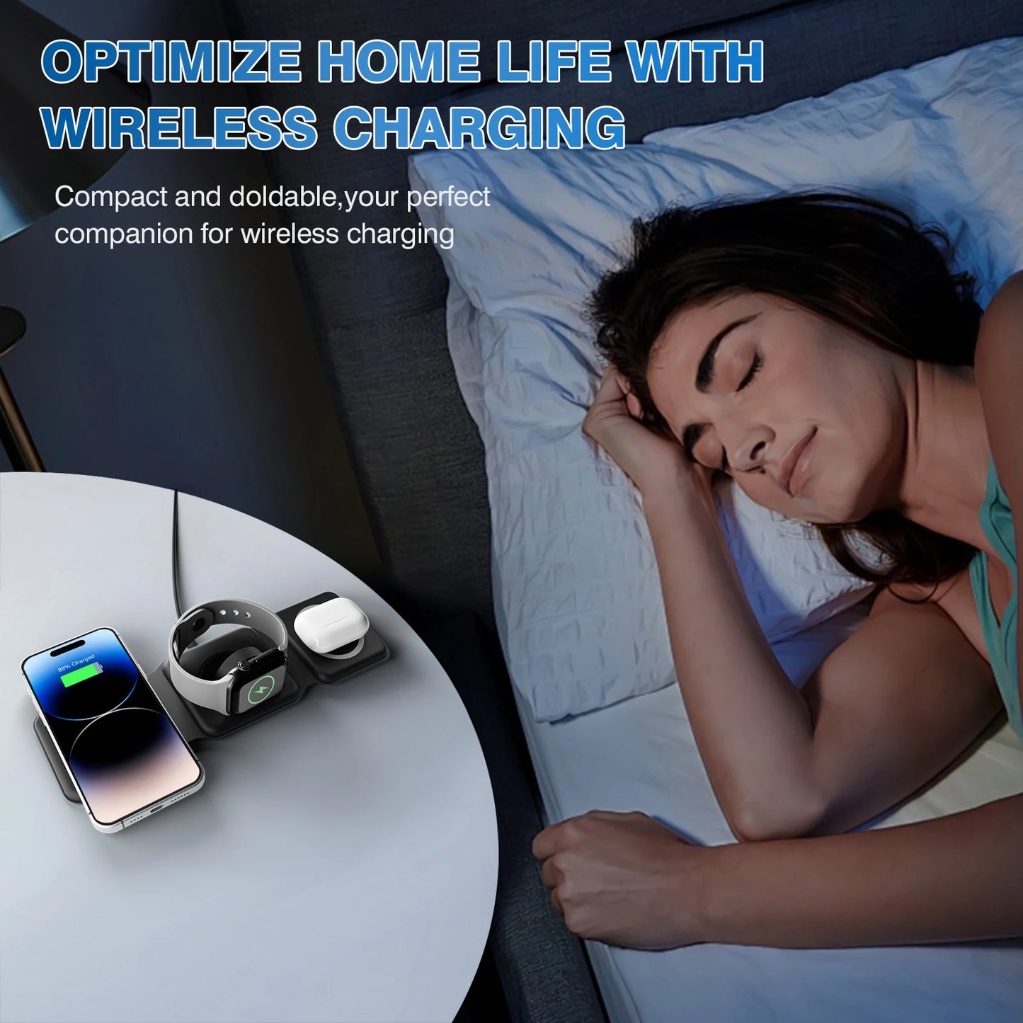 Magnetic Wireless Charger 3 In 1 Travel Charging Flexible Fast Charging Dock Station for Apple Devices for iPhone 16 15 14 13 12