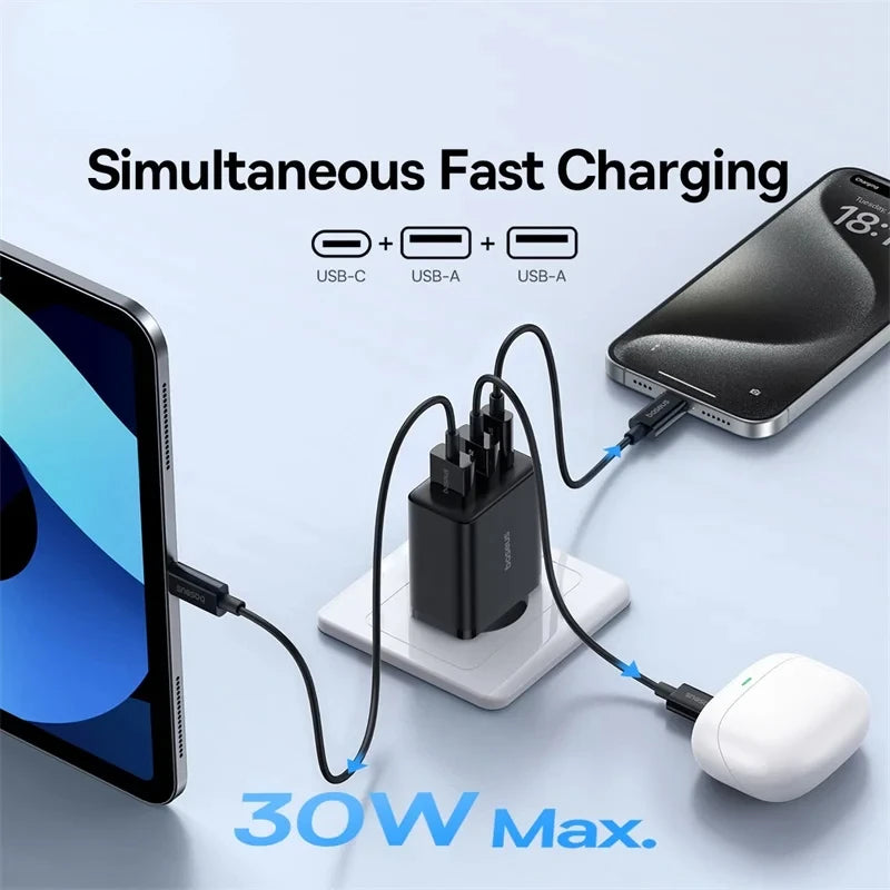 30W USB Type C Charger Phone Charger PD Quick Charge For iPhone15 14 13 12 Pro Max QC3.0 Fast Charging For Samsung Xiaomi
