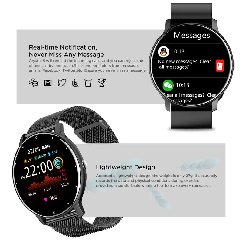 LIGE Smart Watch Men Women Full Touch Screen Sport Fitness Watch Man IP67 Waterproof Bluetooth For Android IOS Smartwatch Men