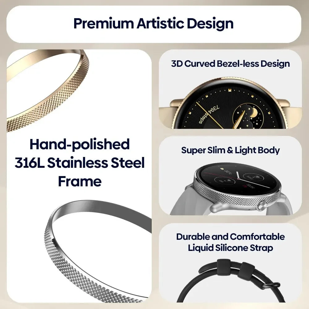 GTR 3 Pro Voice Calling Smart Watch Display 316L Stainless Steel Fitness Smartwatch Women