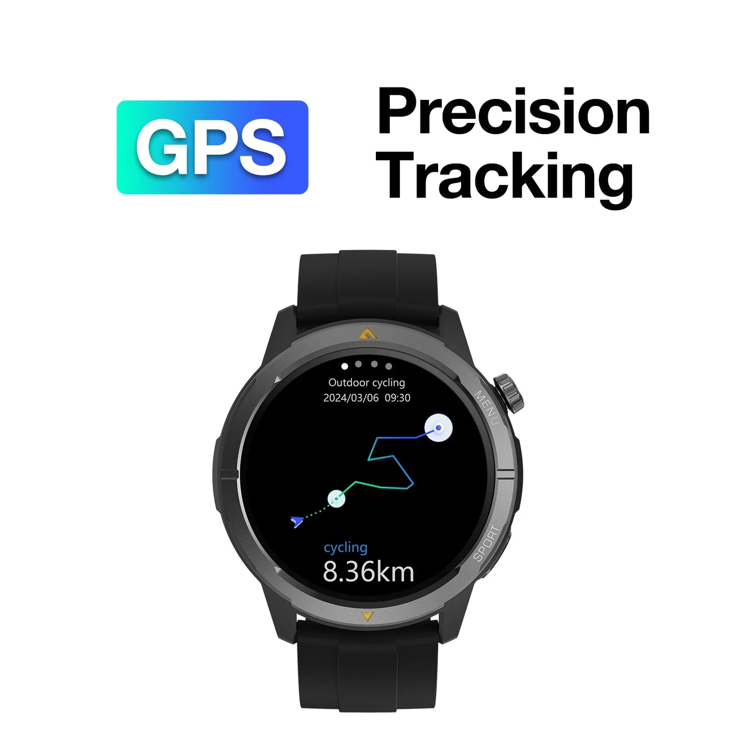 AGM Legion Smartwatch 1.43" AMOLED 5ATM Waterproof 100+ Sports Modes GPS Compass - Rugged Design for Outdoor Enthusiasts
