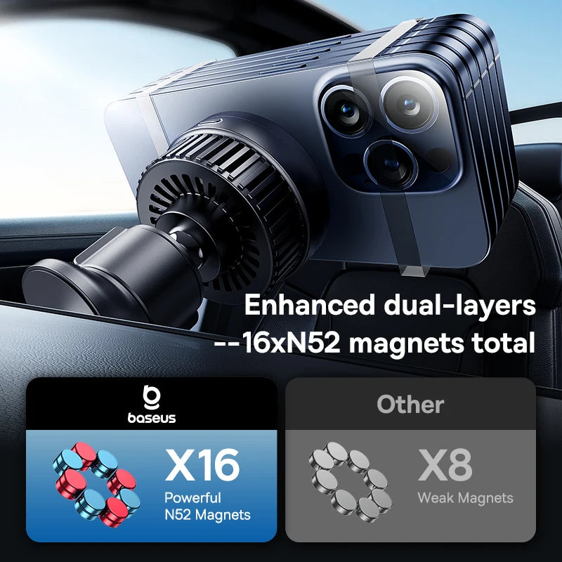 Baseus For iPhone 12-16 15W Magnetic Car Wireless Charger Phone Holder Fast Charging Air Vent Charger Holder for Huawei Samsung