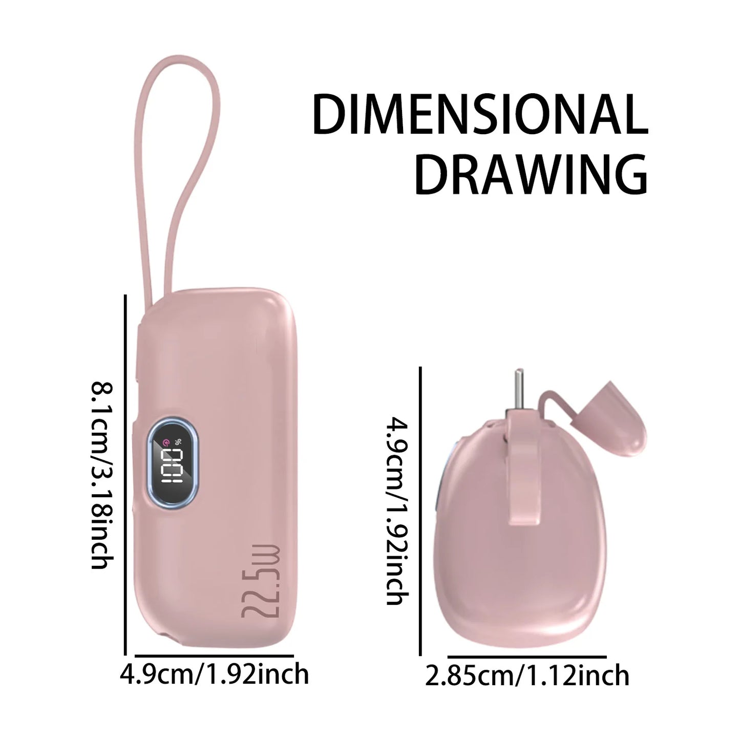 4500mAh Portable Charger Power Bank Built-in Type-C Cable For iPhone 15 Series, Dual Compatible For iPhone 14 13 12 11 Series