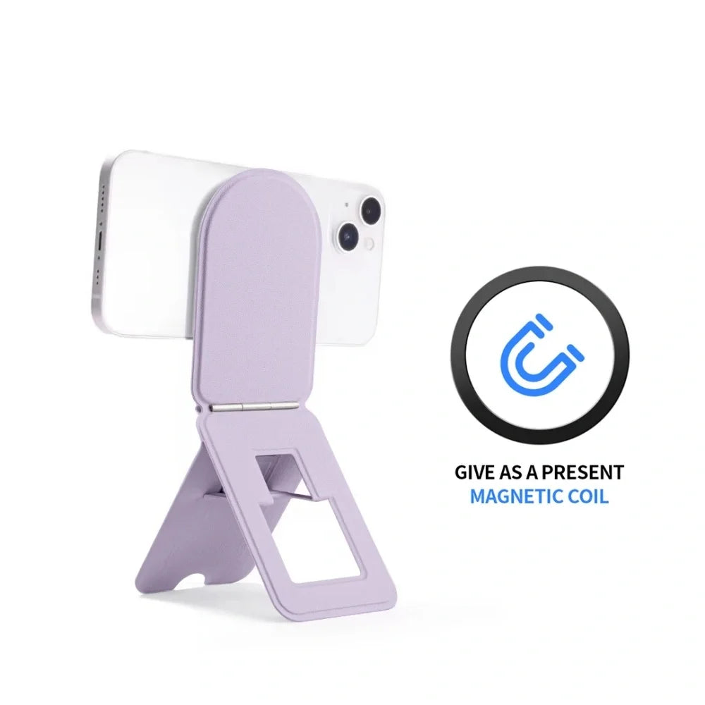 Foldable Phone Stand Holder Pocket Cell Phone Video Tripod Leather Magnetic Phone Holder for iPhone 16 15 14 13 12 11 Desk Stand