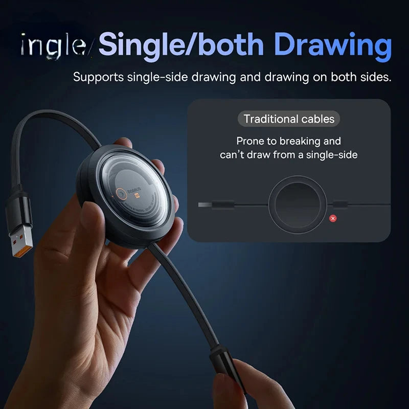3 In 1 Retractable Phone Data Cable Type C USB 100W Fast Charging Cable Suitable For iPhone Huawei Xiaomi Android Micro