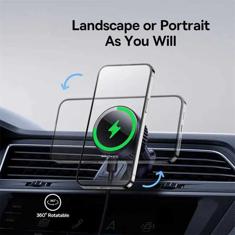 Baseus For iPhone 12-16 15W Magnetic Car Wireless Charger Phone Holder Fast Charging Air Vent Charger Holder for Huawei Samsung
