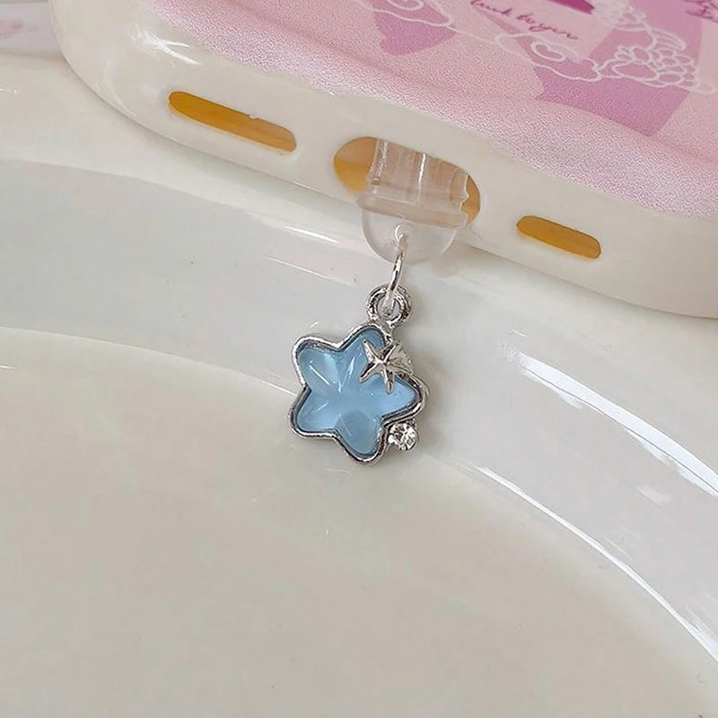 1pcs Cute Diamond Star Phone Dust plug Accessories Decoration Hanging Pendant for iPhone for Samsung Type-C Charging Port