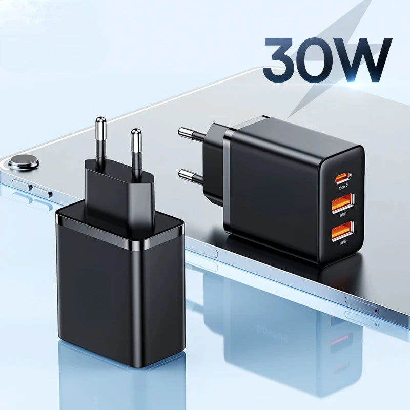 30W USB Type C Charger Phone Charger PD Quick Charge For iPhone15 14 13 12 Pro Max QC3.0 Fast Charging For Samsung Xiaomi