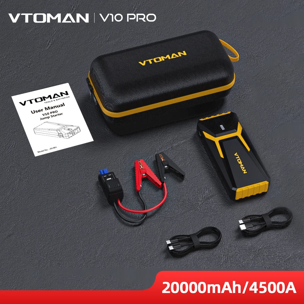VTOMAN Power Bank 20000mAh Jump Starter Portable Charger Car Booster 4500A Auto Starting Device Emergency Car Battery Starter