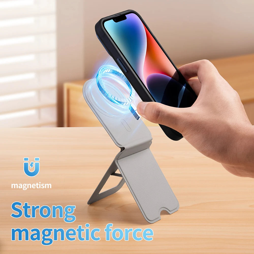 Foldable Phone Stand Holder Pocket Cell Phone Video Tripod Leather Magnetic Phone Holder for iPhone 16 15 14 13 12 11 Desk Stand