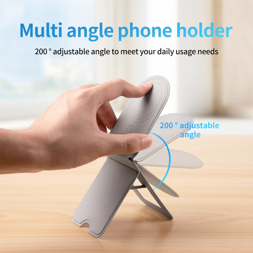 Foldable Phone Stand Holder Pocket Cell Phone Video Tripod Leather Magnetic Phone Holder for iPhone 16 15 14 13 12 11 Desk Stand