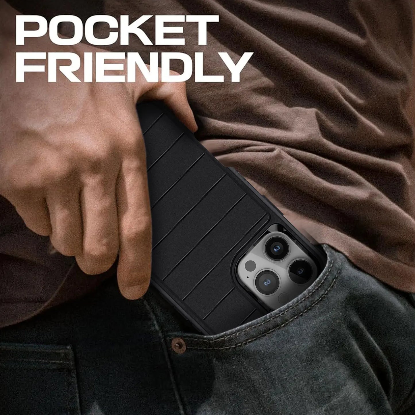 For iPhone 16/iPhone 16 Plus/iPhone 16 Pro/iPhone 16 Pro Max Case 3-Layers Heavy Duty Protective Kickstand Phone Cover Black