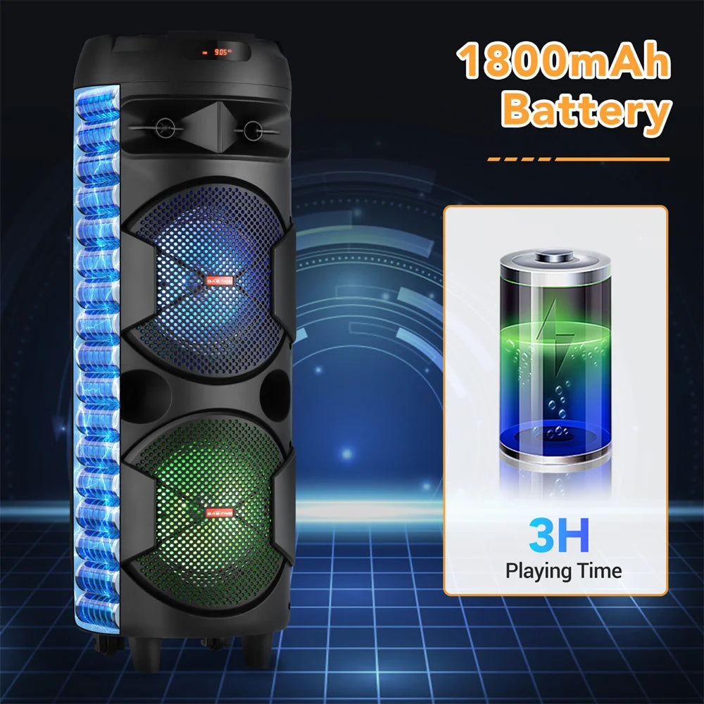 6000W Portable Bluetooth Speaker Sub woofer Heavy Bass Sound System Party Dj Karaoke RGB Light Rechargeable Speaker