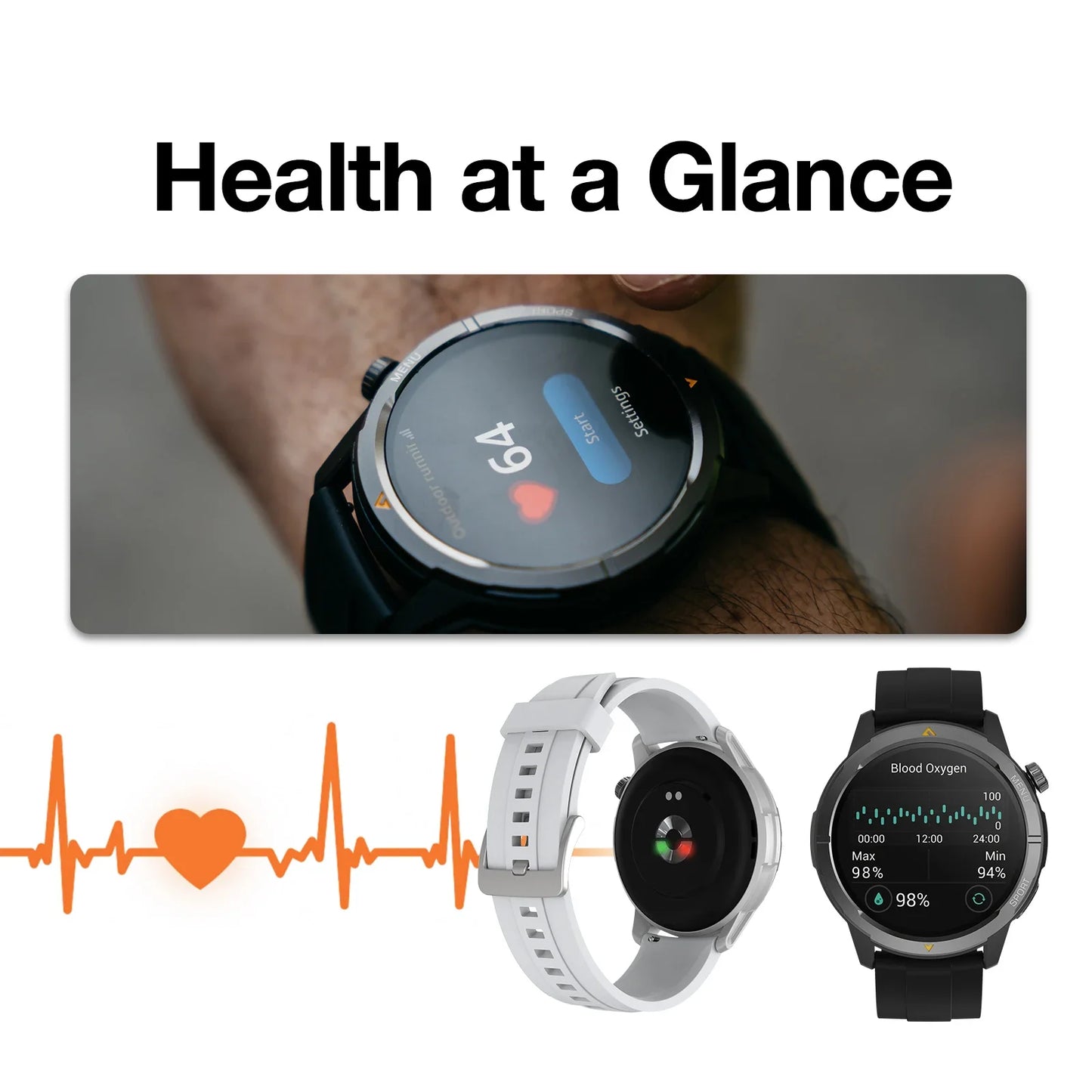 AGM Legion Smartwatch 1.43" AMOLED 5ATM Waterproof 100+ Sports Modes GPS Compass - Rugged Design for Outdoor Enthusiasts