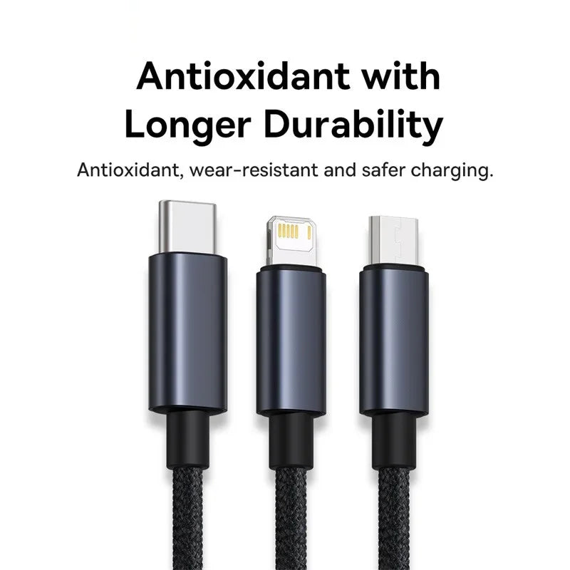 3 in 1 USB Cable Type C Cable For Samsung Xiaomi Mi 9 Huawei Cable For iPhone 13 12 11 Phone Charger Micro USB Data Cable