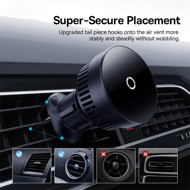 Baseus For iPhone 12-16 15W Magnetic Car Wireless Charger Phone Holder Fast Charging Air Vent Charger Holder for Huawei Samsung