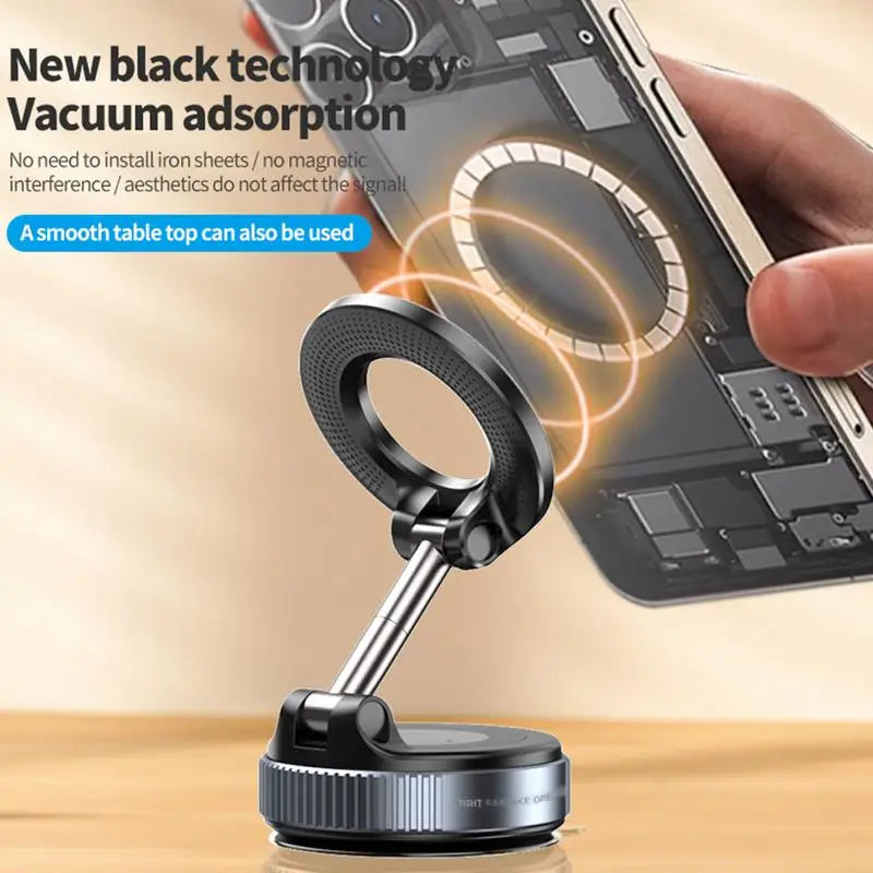 Strong Magnetic Phone Finger Ring Holder Car Mount Electric Vacuum Magnetic Holder Foldable Strong Suction Stand For Phone
