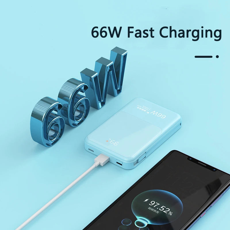 For IPhone 15 14 13 Pro Xiaomi Powerbank Magnetic Wireless Charger Power Bank 20000 Mah 66W Fast Charging External Battery Pack