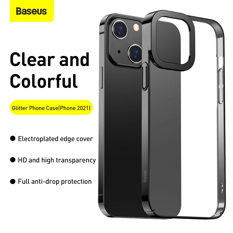 Baseus Plating Case For iPhone 13 Pro Max Clear Full Lens Protection Case Transparent Shockproof Cover For NEW iPhone 2021 Case