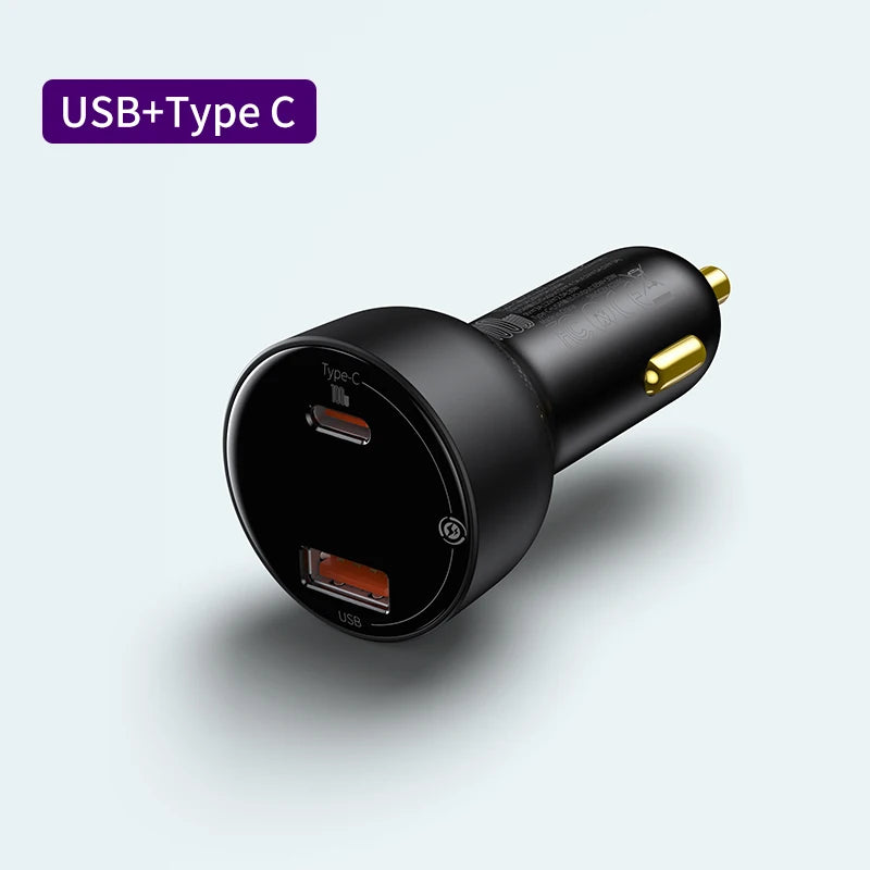 Baseus PD 100W Car Charger Quick Charge QC4.0 QC3.0 PD 3.0 Fast Charging For iPhone 16 15 14 13 Pro Max Samsung XiaoMi Phone