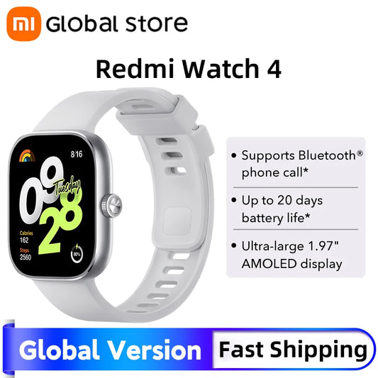 Global Version Xiaomi Redmi Watch 4 Smart Watch 1.97'' AMOLED Blood Oxygen Heart Rate Monitor Support Bluetooth Phone Call