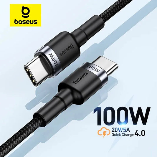 Baseus USB Type C To USB C Cable For iPhone 16 15 100W PD Fast Charging Charger Cord For Macbook Xiaomi Samsung Type-C Cable