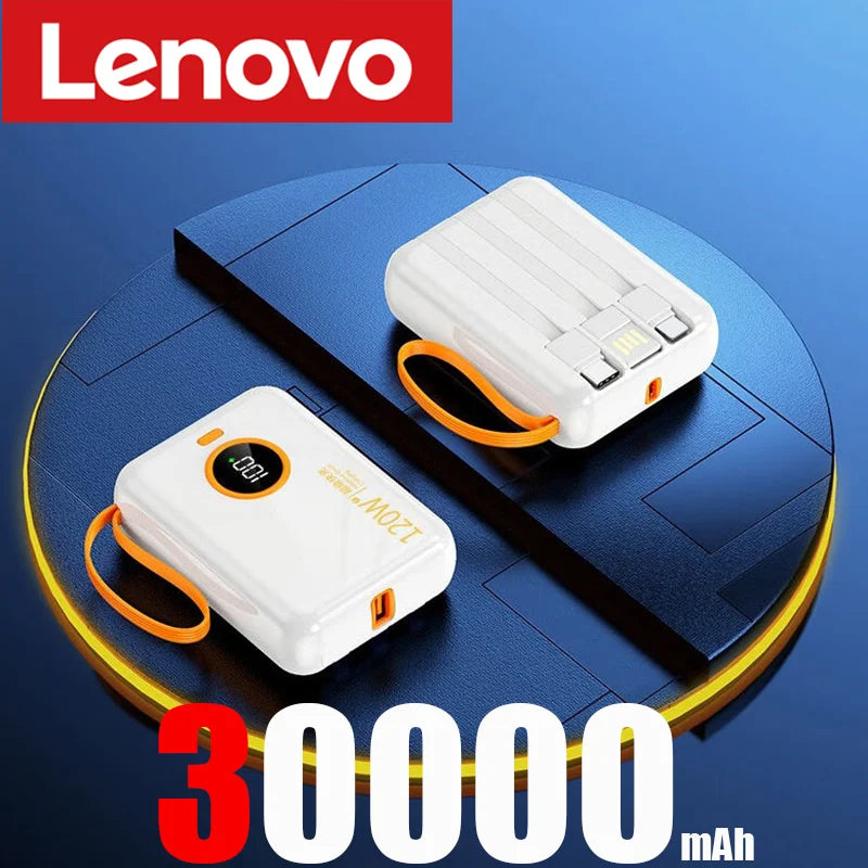 Lenovo 120W 100000mAh Portable Power Bank High Capacity Cable Two-way Fast Charging Mini Powerbank for iPhone Samsung ﻿2024