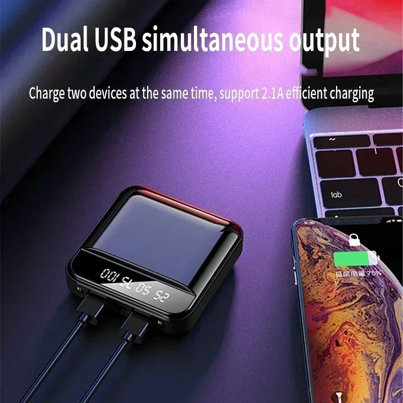 30000 mAh Large-capacity Power Bank MINI Super Fast Charge Built-in Cable Portable External Battery For Iphone Samsung Xiaomi