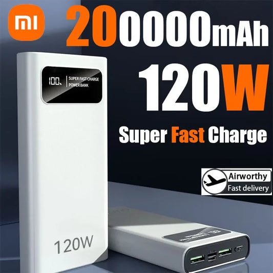 Xiaomi 120W PowerBank Super Fast Charging 200000mAh Large Capacity Portable Emergency Battery Supply Mobile Power For IPhone New