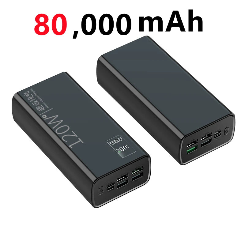 120W Power Bank For Xiaomi  Super Fast Charging 200,000mAh Ultralarge Capacity For  External Battery For Cell Phones, Laptops