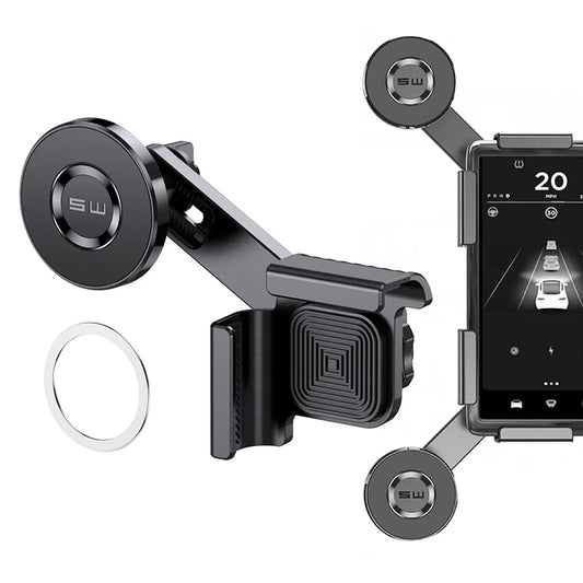 Magnetic Car Phone Holder Mount with Magnetic Ring for Tesla 3/Y Car Screen Navigation Bracket Screen Phone Mount for iPhone 15