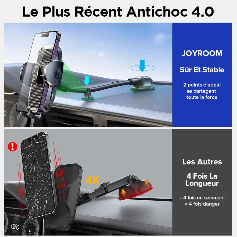 Dashboard Phone Holder for Car【360° Widest View】9in Flexible Long Arm, Universal Handsfree Auto Windshield Air Vent Phone Mount