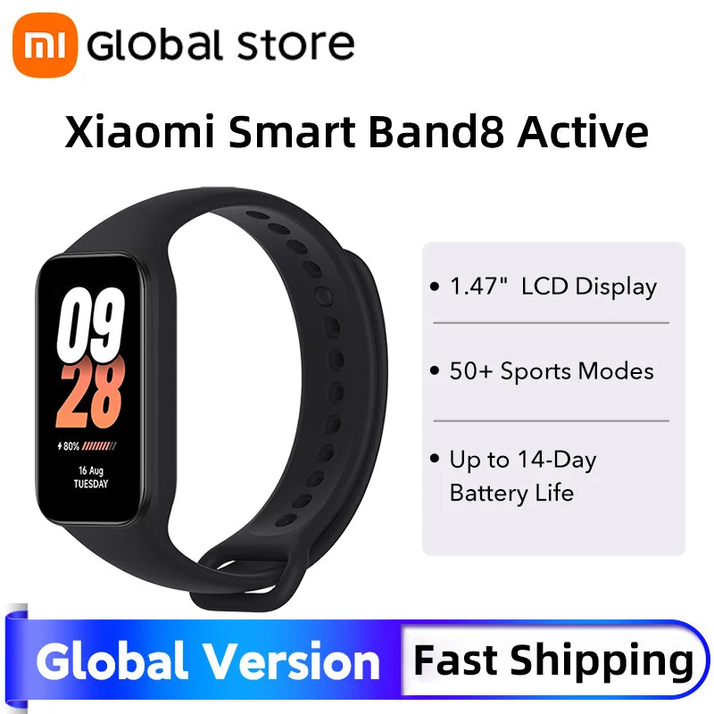 In stock Xiaomi Smart Band 8 active Global Version 1.47'' Advanced Sleep Fitness Tracking 50+Sport Modes 14Days Battery Bluetoot