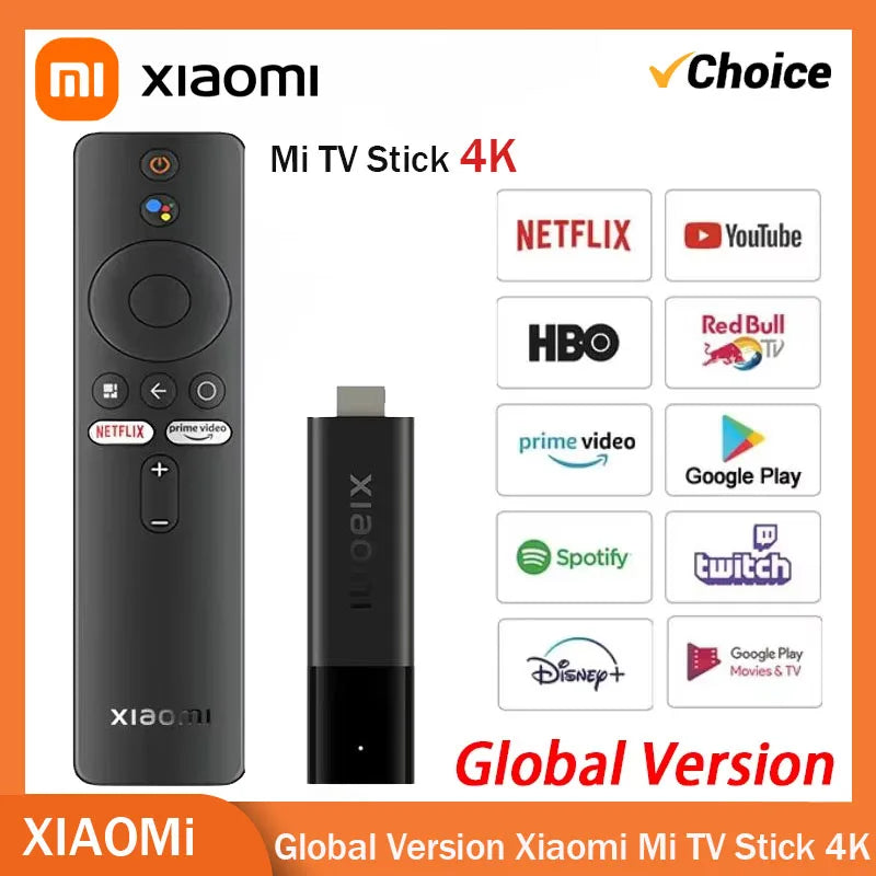 NewGlobal Version Xiaomi Smart Mi TV Stick 4K Android11 BT5.0 TV Dongle Portable Streaming Media Multi Language Google Assistant