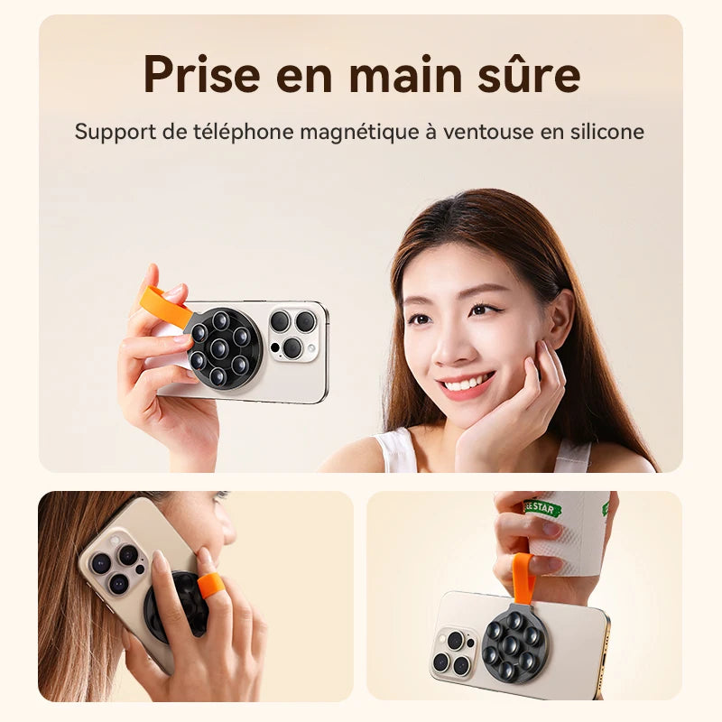 Joyroom Magnetic Suction Cup Phone Mount Hands-Free Mirror Shower Silicone Suction Phone Case Stand Holder For iPhone 16 ProMax