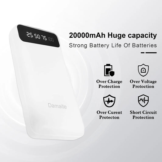 20000mAh Power Bank Portable Charging Powerbank Built-in 4 Cables Portable Powerbank Battery for iPhone Samsung Huawei Xiaomi