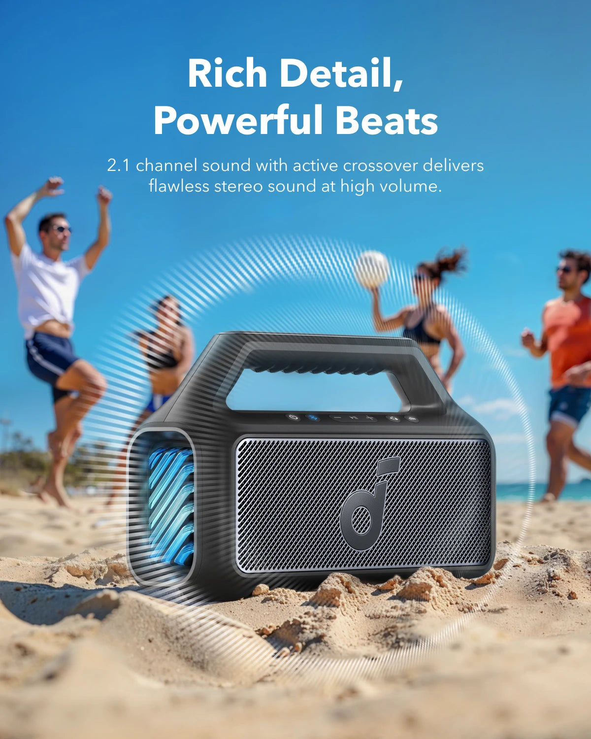 Soundcore by Anker Boom 2 Outdoor Speaker 80W Bluetooth Speakers BassUp 2.0 Speaker 24H Playtime Portable Speaker