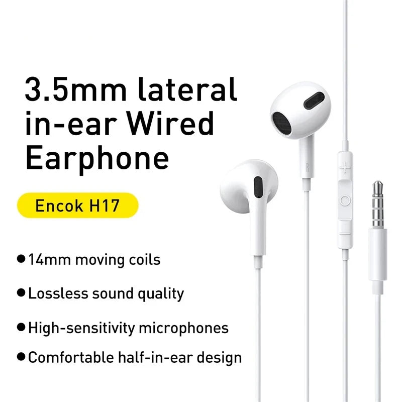 Baseus Earphones 3.5mm In-Ear 1.1m Wired Headphones Wired Control Sport Headset for Xiaomi Samsung Smartphone With Microphone