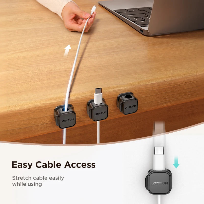 Joyroom 3/6 Pcs Magnetic Cable Clips Cable Smooth Adjustable Cord Holder Under Desk Cable Management Wire Keeper Cable Organizer