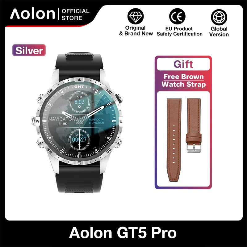 Aolon GT5pro Smart Watch Men 1.6 inch Full Screen HD Bluetooth Call 100+Sport Fitness Tracker Waterproof Smartwatch With compass