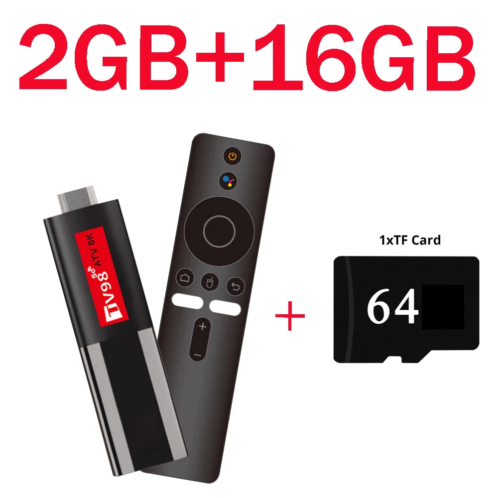 TV98 ATV 8K Mini TV Stick Android 14 Allwinner H618 Quad Core Cortex A53 8K HDR10+ iptv 4G&5G WIFI BT 5.0 Voice Smart TV BOX