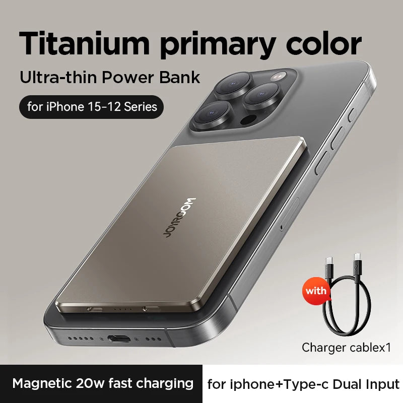 Joyroom 20W 5000mAh Magnetic Power Bank 0.35 Inch Slim Wireless Portable Charger Fast Charging for iPhone 16 Pro Max /15 /14/13