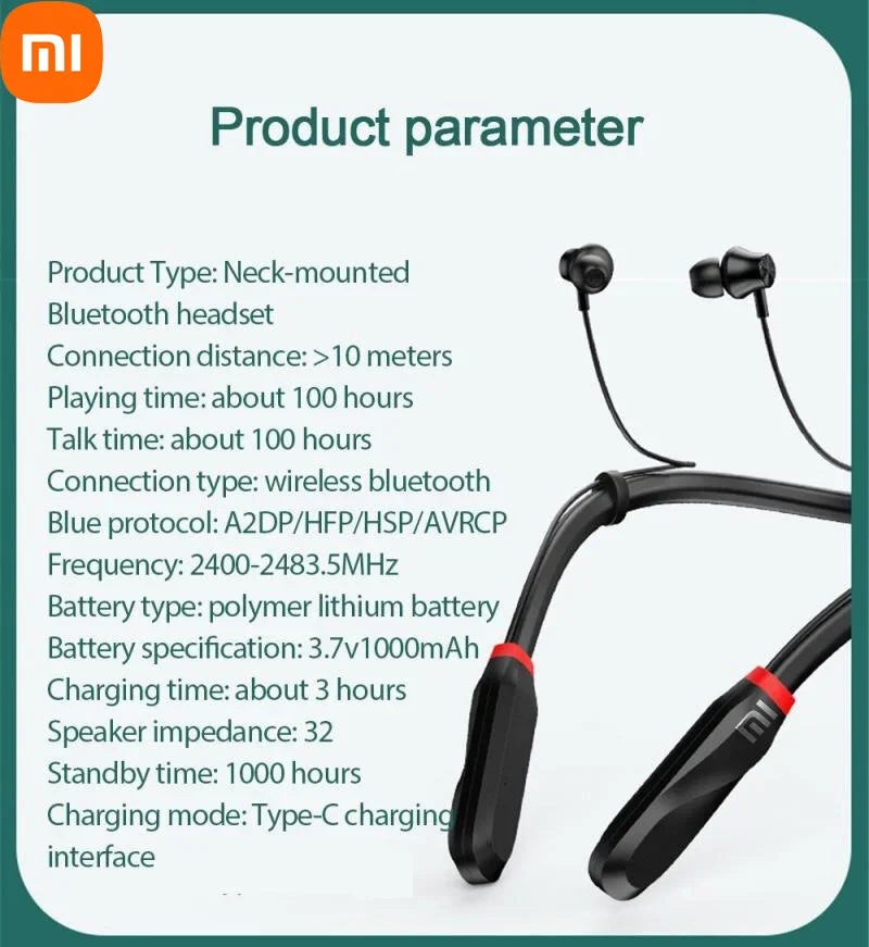 Xiaomi I35 Earphones Bluetooth 5.1 Headphones Sport Earbuds Built-in Mic Neckband Headphone Stereo Earbuds Headset For Running