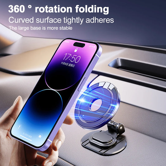 Foldable Dual Magnetic Car Phone Holder 360° Rotation Navigation Bracket Cell Phone Stand for iPhone 15 14 13 12 Samsung Xiaomi