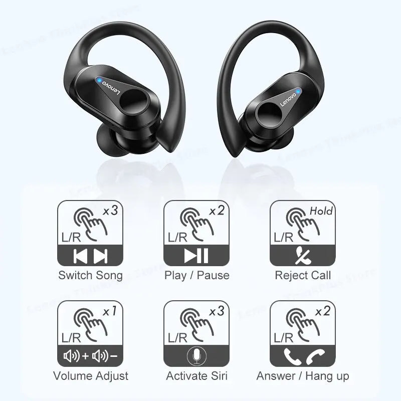 Lenovo LP75 Bluetooth 5.3 Earphones TWS Wireless Sport Headphones LED Digital Display HiFi Stereo Noise Reduction Gaming Earbuds