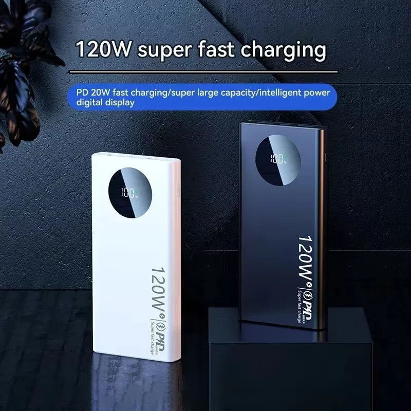 120W Powerbank 50000mAh Ultralarge Capacity Fast Charging Portable Large Capacity Battery Digital Display Power Bank 2025 New