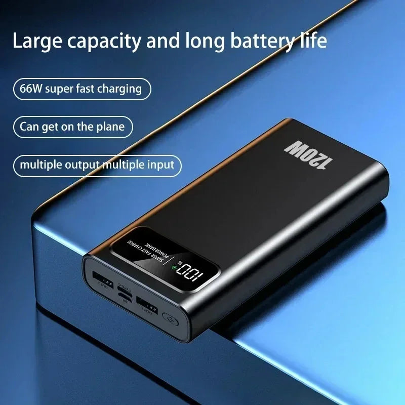 200000mAh Power Bank Super Fast Charging 120W Portable Ultralarge Capacity Battery With LED Digital Display For iPhone Xiaomi