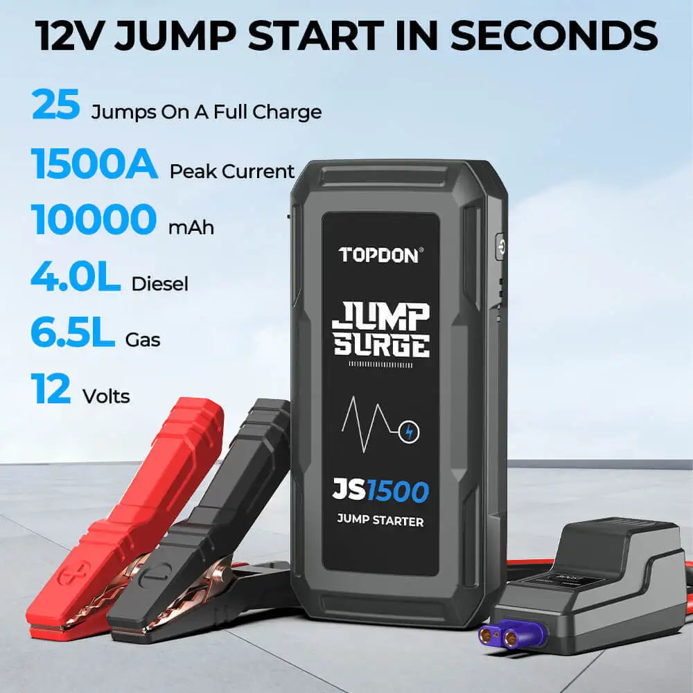 Topdon JS2000/JS1500/JS1200pro 2000A/1200A Jump Starter Power Bank 12V Car Starting Device 16000Mah Battery for Booster