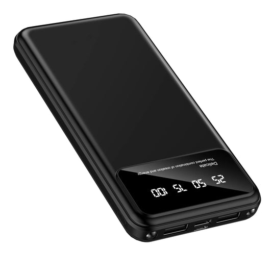 Power Bank Portable Charger 10000mAh, Battery Pack with Dual USB 5V 3A Ports, Slim Design, 3 Outputs, 2 Input, For USB Devices.